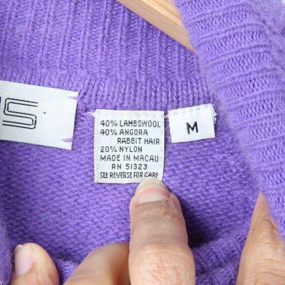 Vintage CHAUS Lambswool/Angora Blend Embroidered Line Art Turtleneck Sweater - Picture 9 of 12